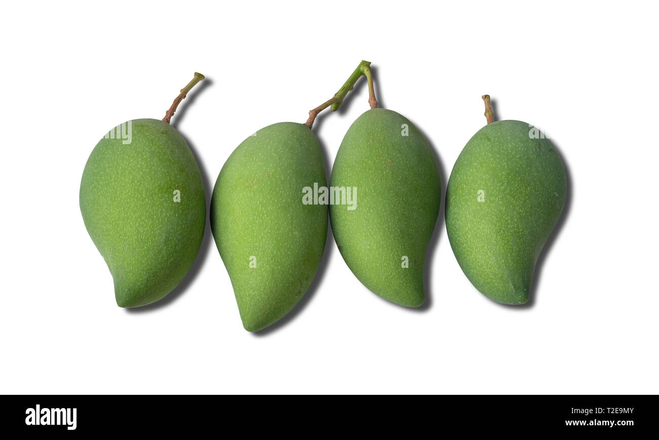 Mango Fruit può essere consumato sia crudo e mature. Materie mango, crosta di verde e soprattutto carne bianca, aspro, fatta eccezione per alcune varietà denominato mango oleosa. Foto Stock