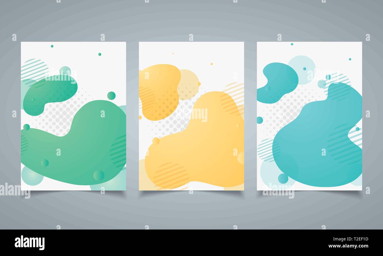 Abstract design moderno forma geometrica degli elementi modello brochure. Dinamiche forme colorate pattern. Abstract di gradiente con punto mezzitoni di decorazione. Illustrazione Vettoriale