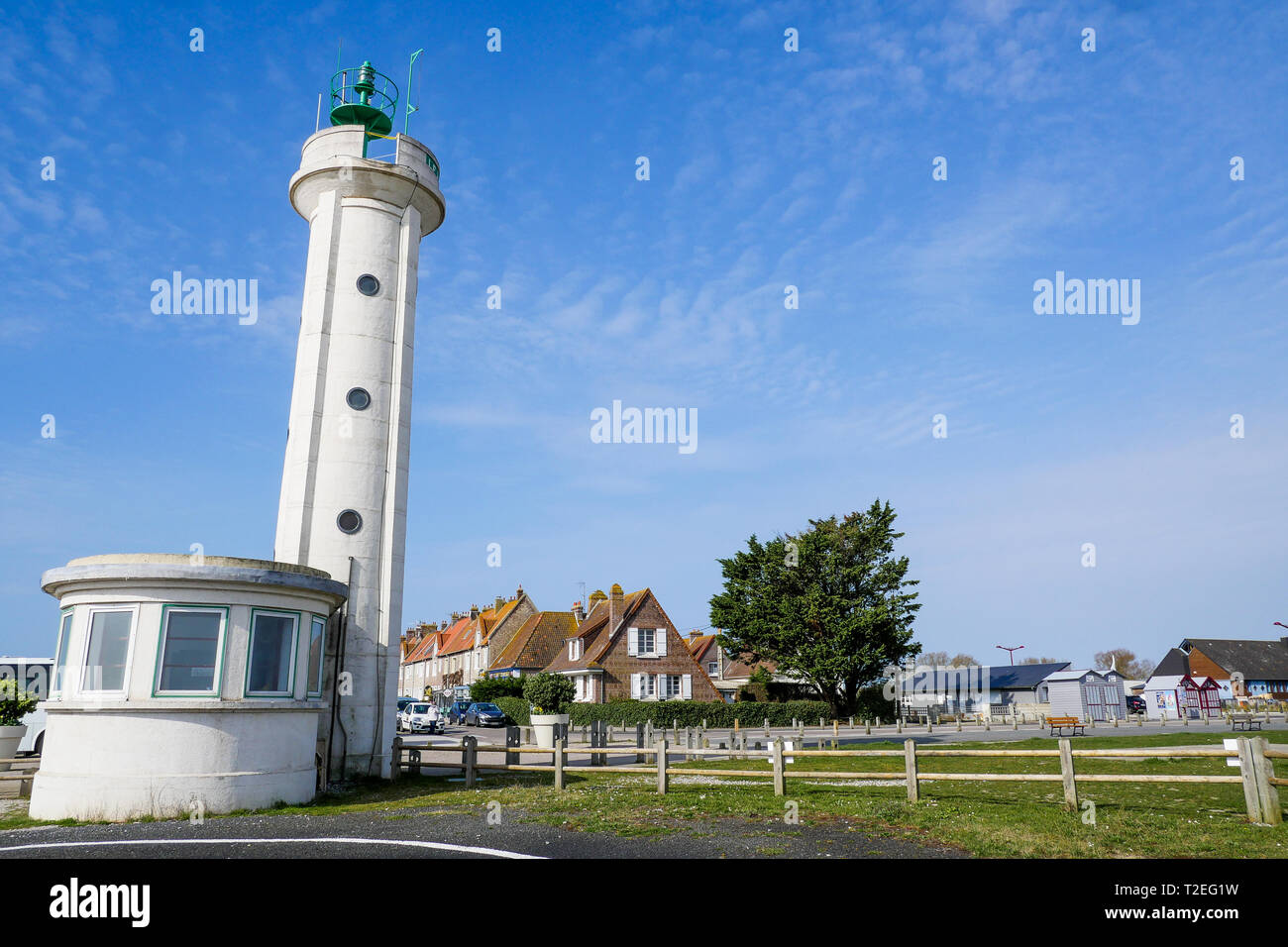 Faro, Le Hourdel, Cayeux-sur-Mer, Baia di Somme, Somme, Haut-de-France, Francia Foto Stock