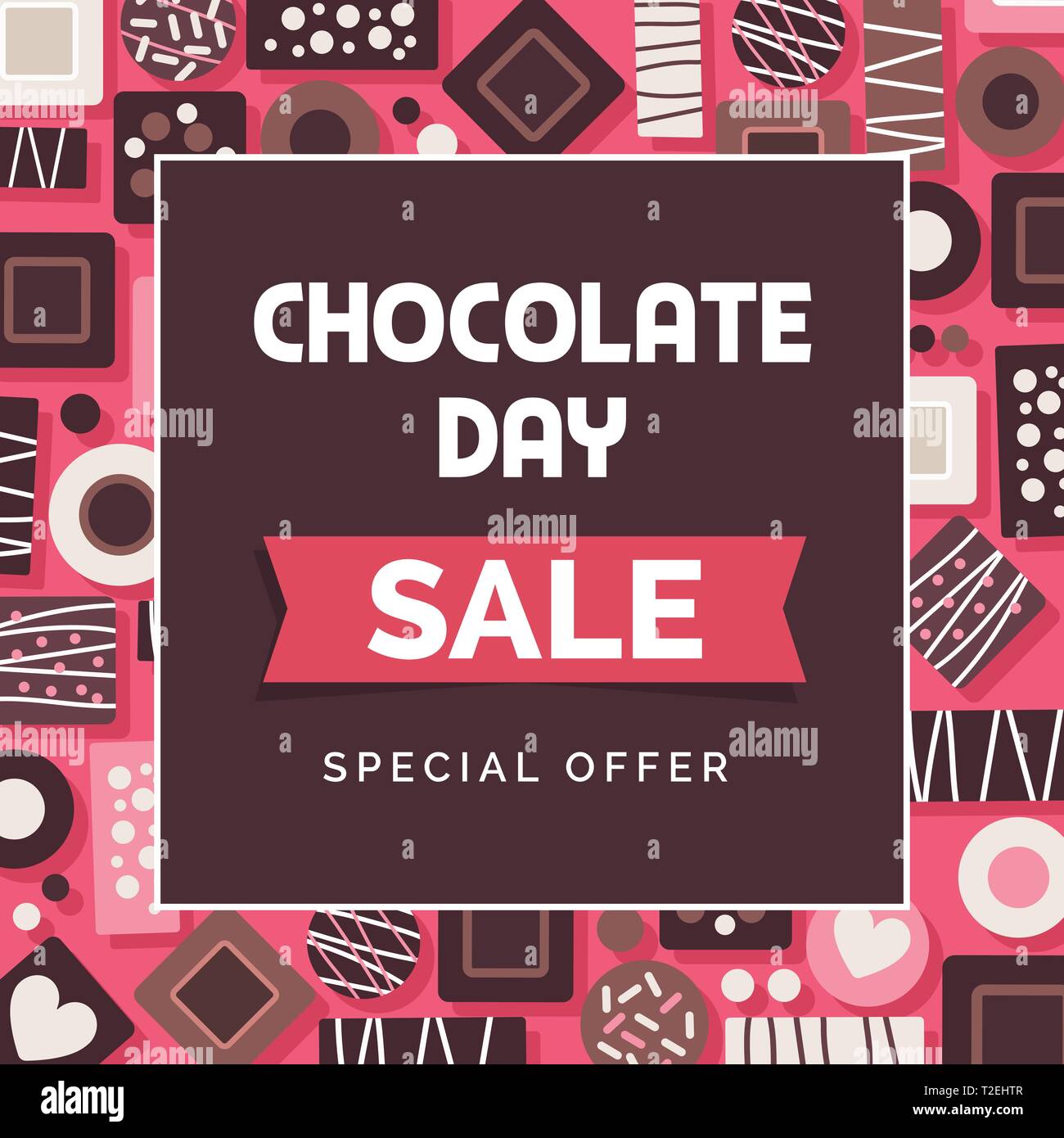 Giorno di cioccolato vendita promozionale social media post con vasto assortimento di deliziose praline Illustrazione Vettoriale
