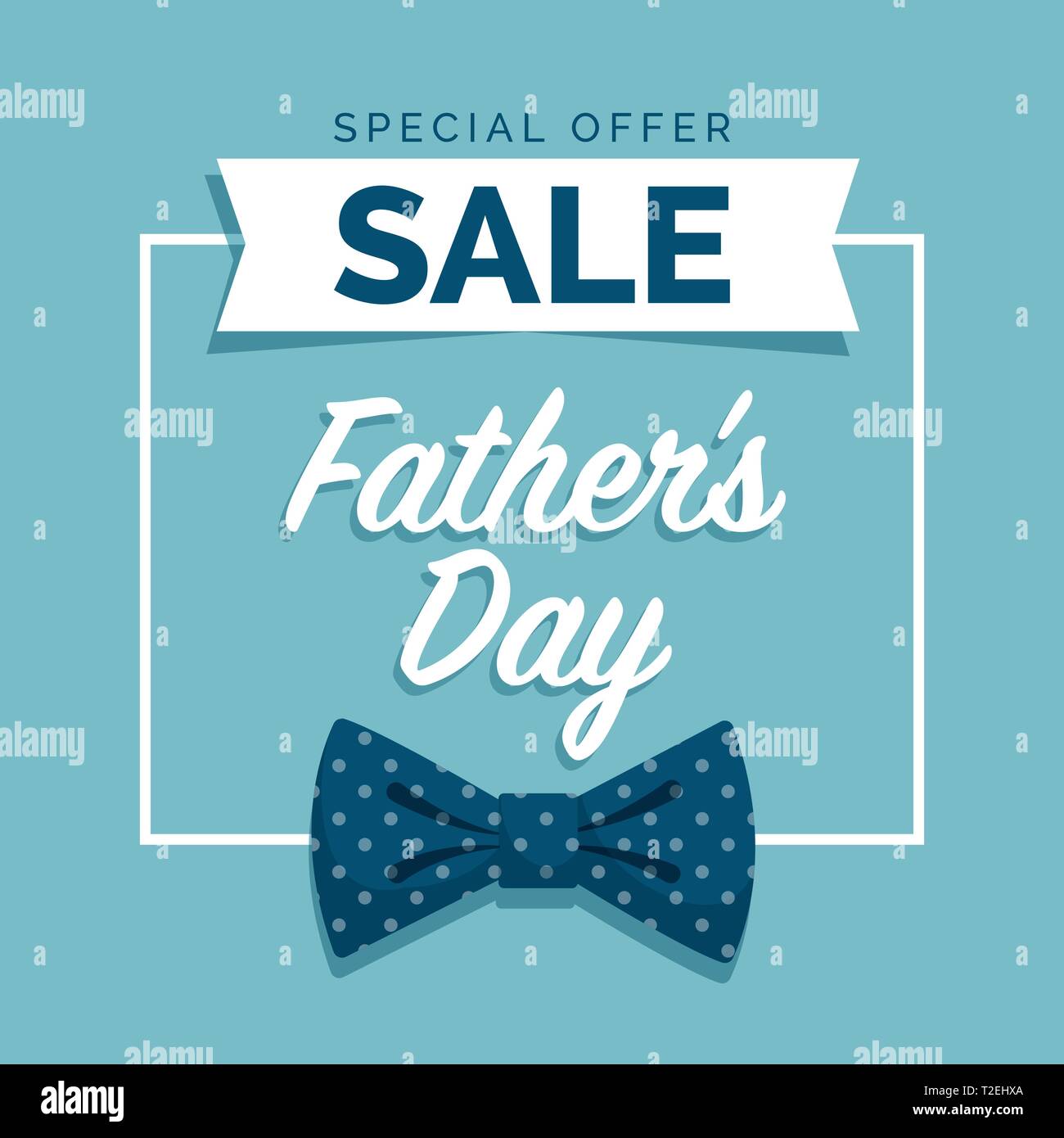 La festa del papà vendita promozionale e pubblicitario social media post con la polka dot bow tie Illustrazione Vettoriale