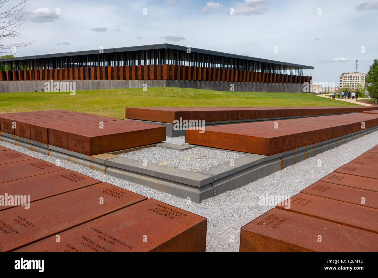 Stati Uniti d'America Alabama Montgomery memoriale nazionale per la giustizia e la pace in un museo di razza ingiustizia e linciaggi in America Foto Stock