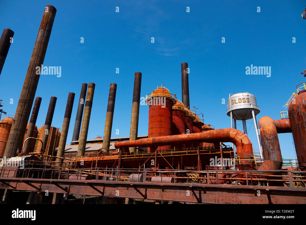 Stati Uniti d'America di Birmingham in Alabama i forni Sloss ora una pietra miliare storica nazionale una volta a ferro di maiale impianto Foto Stock