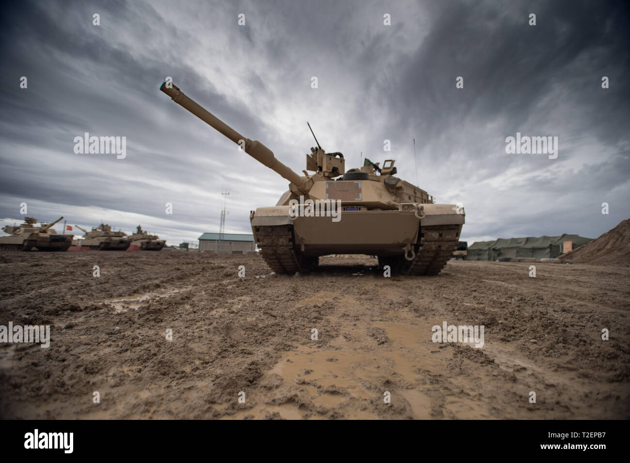 Le petroliere con Bravo Company, 2° Battaglione, 116Brigata di cavalleria del Team di combattimento, il comportamento del plotone live-fire gunnery qualifica Febbraio 4, 2019, al The Orchard Combat Training Center. L'Idaho Esercito Nazionale soldati di guardia si stanno preparando per la 116Brigata di cavalleria contro del Team di rotazione prossimo presso il Centro Nazionale di Allenamento, Fort Irwin, California, entro la fine di quest'anno. Foto Stock