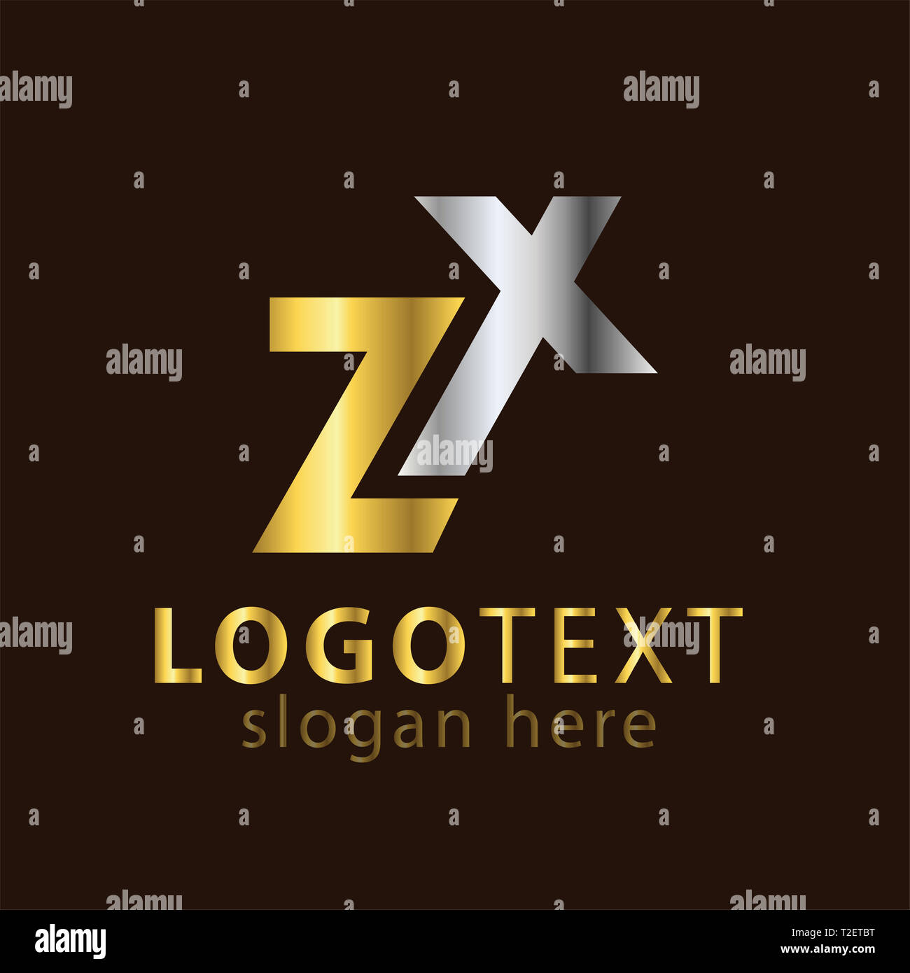 Z X lettera iniziale icona logo template vettoriale Foto Stock
