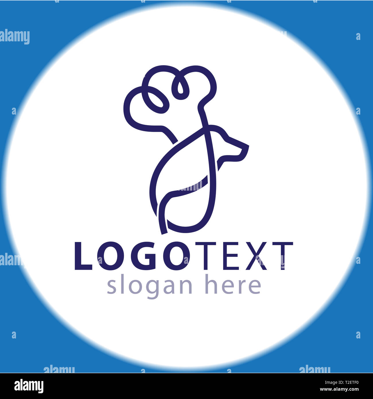 Lo Chef hat e dog line icona logo template vettoriale Foto Stock