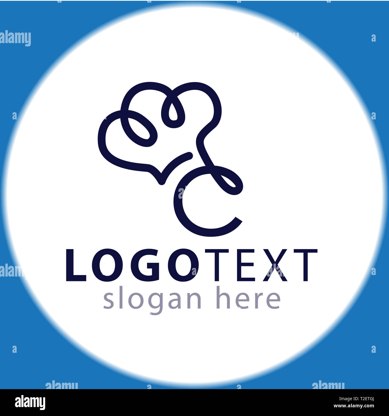 C la lettera e lo Chef hat linea icona logo template vettoriale Foto Stock