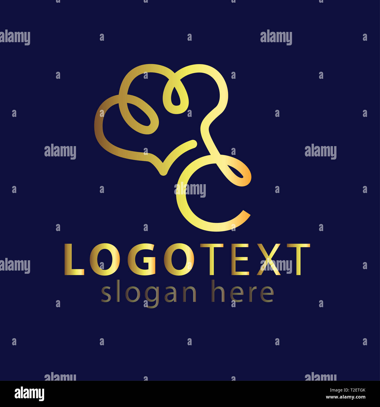 C la lettera e lo Chef hat linea icona logo template vettoriale Foto Stock