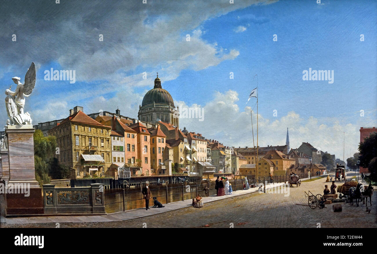 Vista posteriore del case a Schloß Freiheit 1855 Eduard Gaertner nato nel 1801-1877 Tedesco Berlino Germania Foto Stock