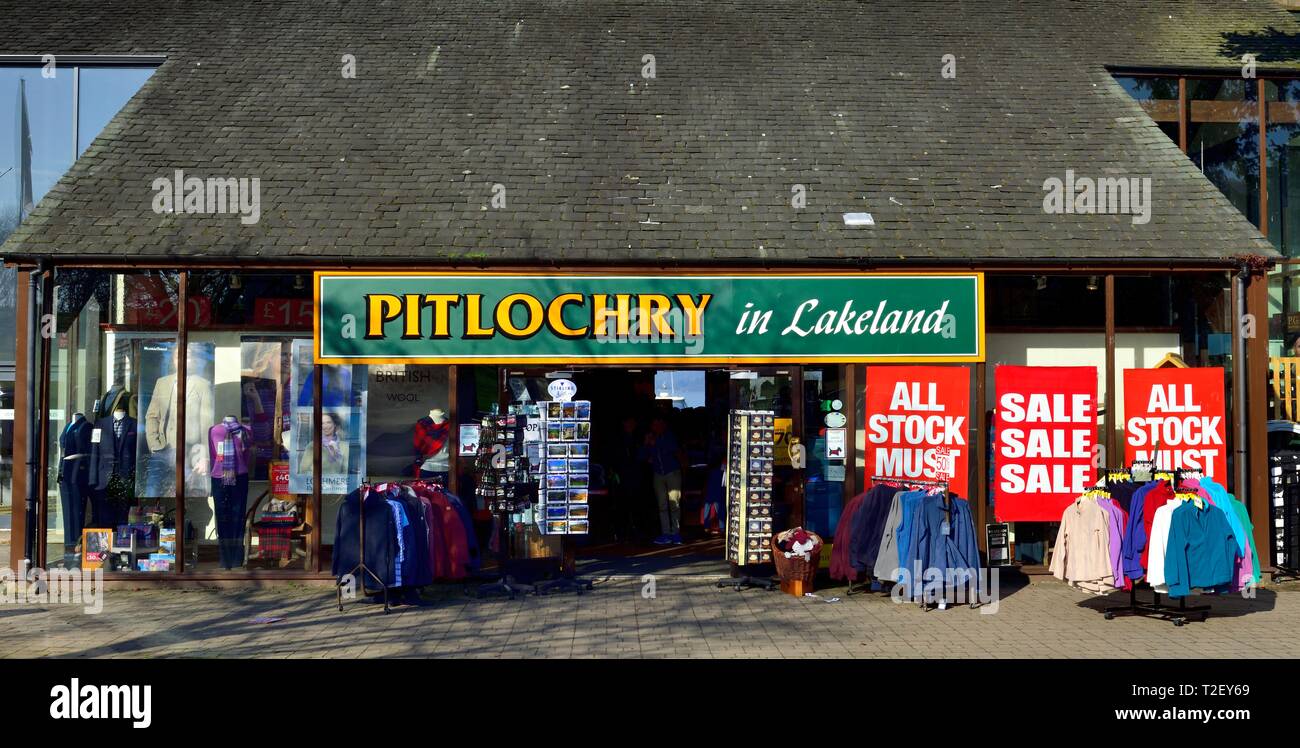 Pitlochry in lakeland,abbigliamento outdoor shop,Bowness on Windermere,Lake District,Cumbria,l'Inghilterra,UK Foto Stock