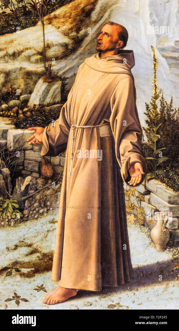 Giovanni Bellini, San Francesco di Assisi, di San Francesco nel deserto, pittura, c. 1480 Foto Stock