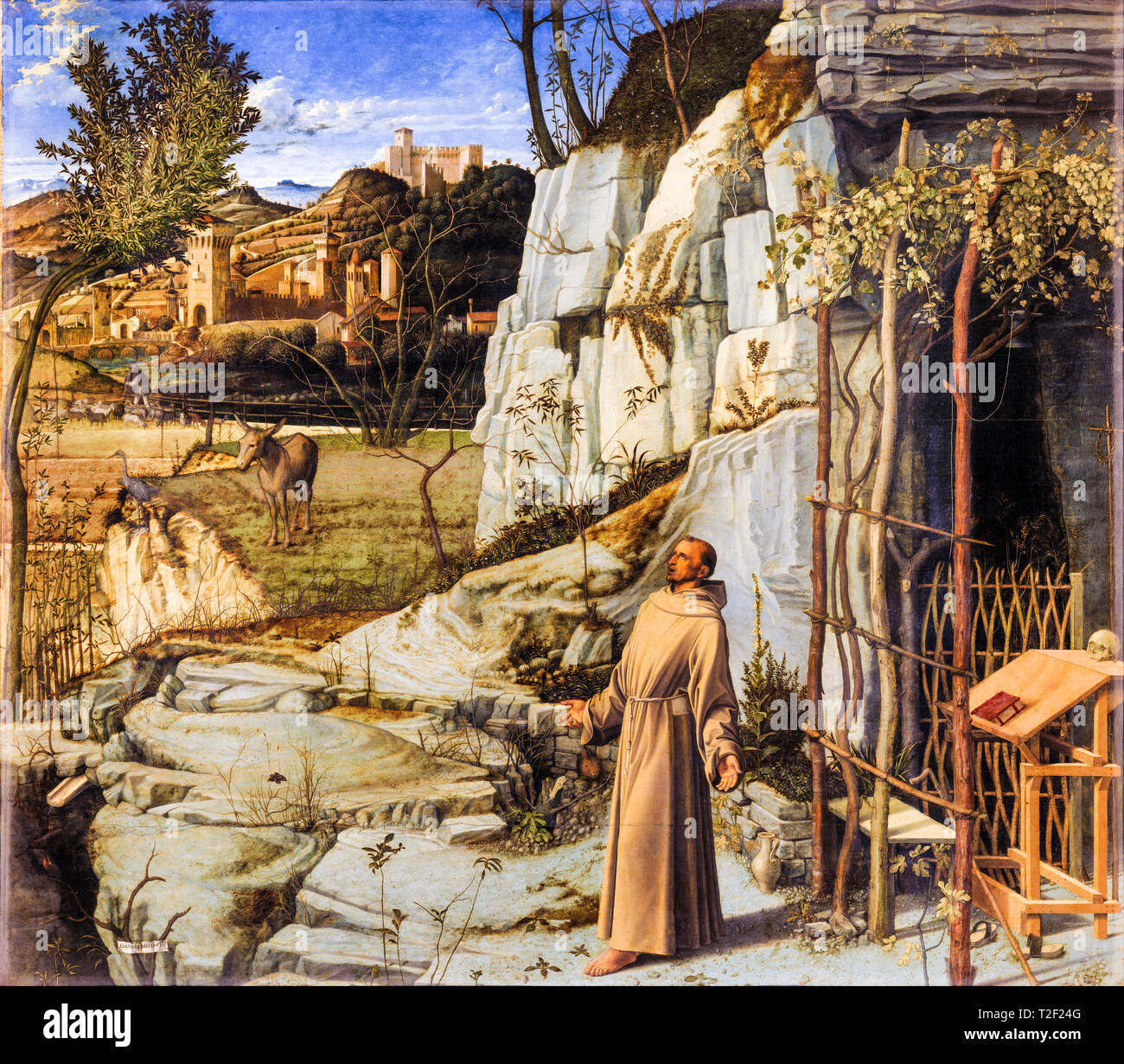 Giovanni Bellini, San Francesco nel deserto, pittura, c. 1480 Foto Stock