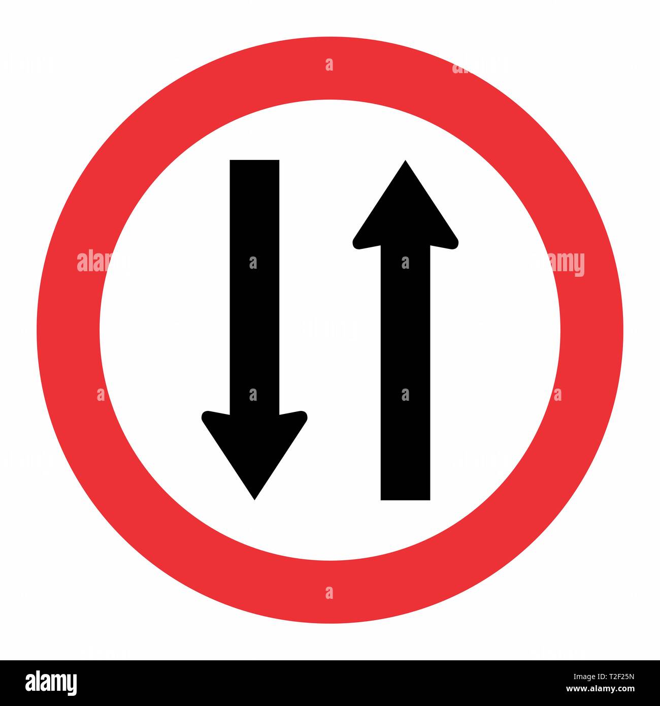 Illustrazione di un due modo il traffico cartello stradale su sfondo bianco Illustrazione Vettoriale