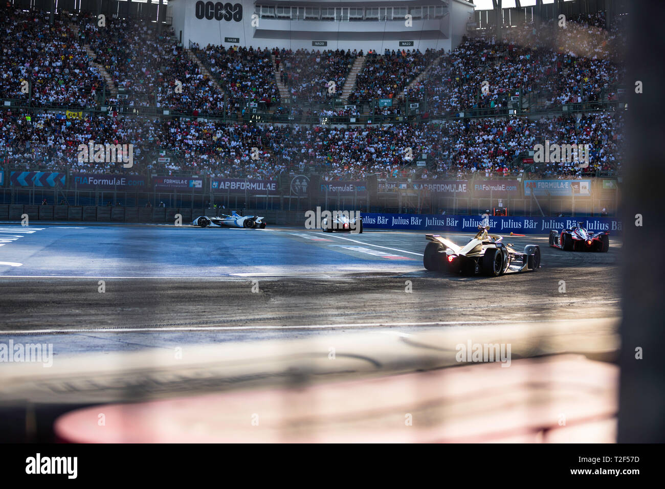 Città del Messico, Messico - 16 Febbraio 2019: Autodromo Hermanos Rodriguez. Città del Messico E-Prix. DS Techeetah Formula e Team driver Andre Lotterer al n. 36, in esecuzione a Città del Messico E-Prix. Foto Stock