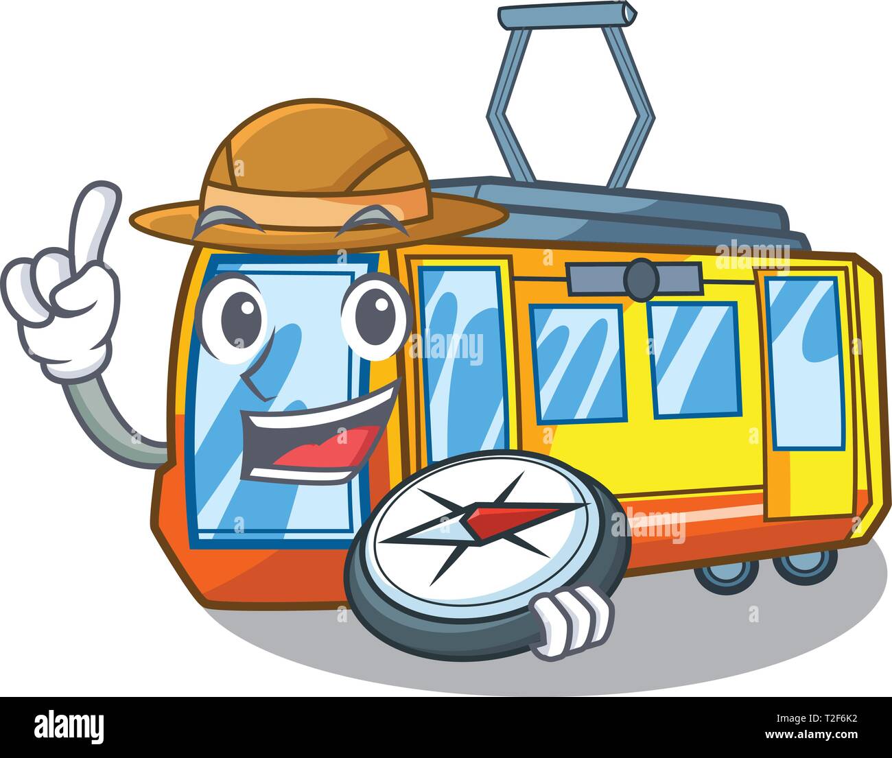 Explorer treno elettrico giocattoli in forma mascotte illustrazione vettoriale Illustrazione Vettoriale