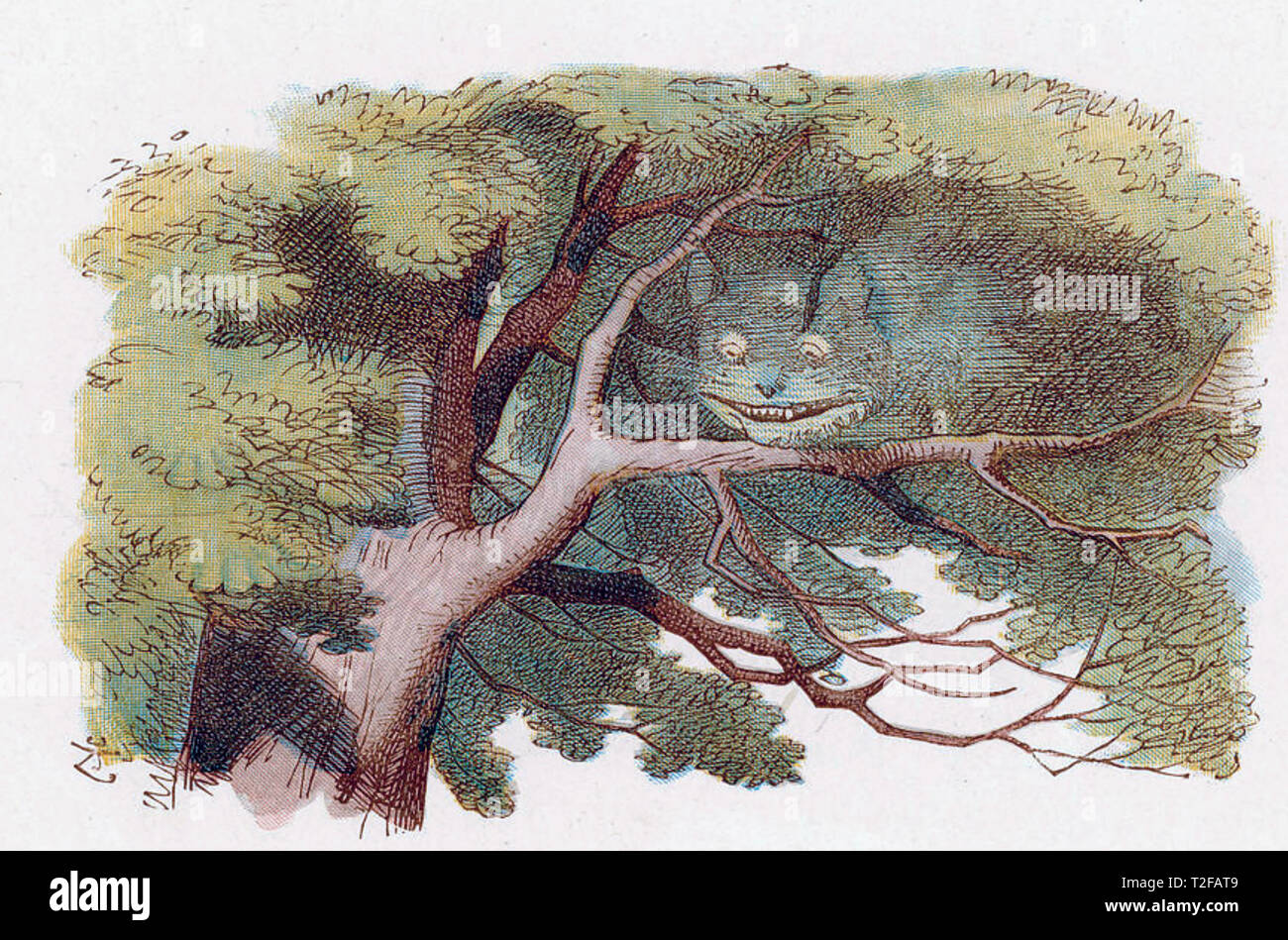 CHESHIRE CAT in un 1869 edizione di Alice nel Paese delle Meraviglie da Lewis Carroll. Foto Stock