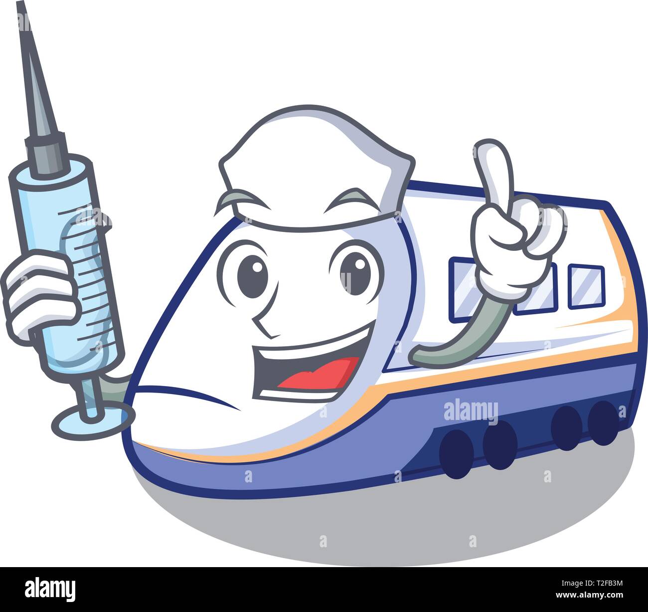 Infermiere treno Shinkansen trasporto in forma caratteri illustrazione vettoriale Illustrazione Vettoriale