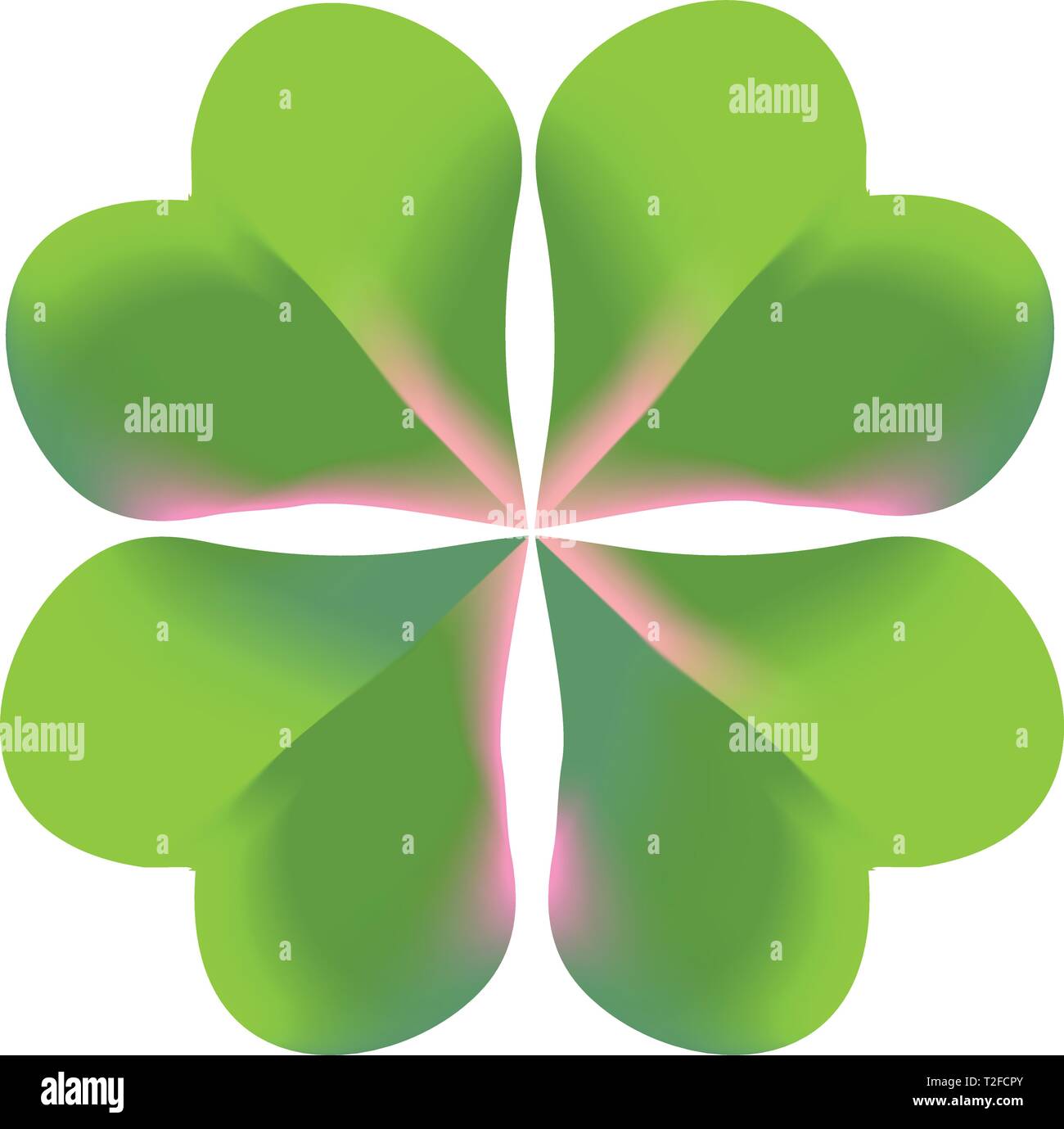 Splendido four leaf clover vettore per San Patrizio. Il verde e il concetto di fortuna. Senza stelo su sfondo bianco Illustrazione Vettoriale