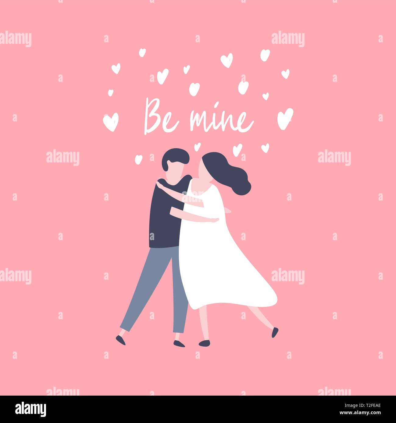 Disegnata a mano matura in amore e lettering "Essere mio'. Il giorno di san valentino del concetto. Illustrazione Vettoriale