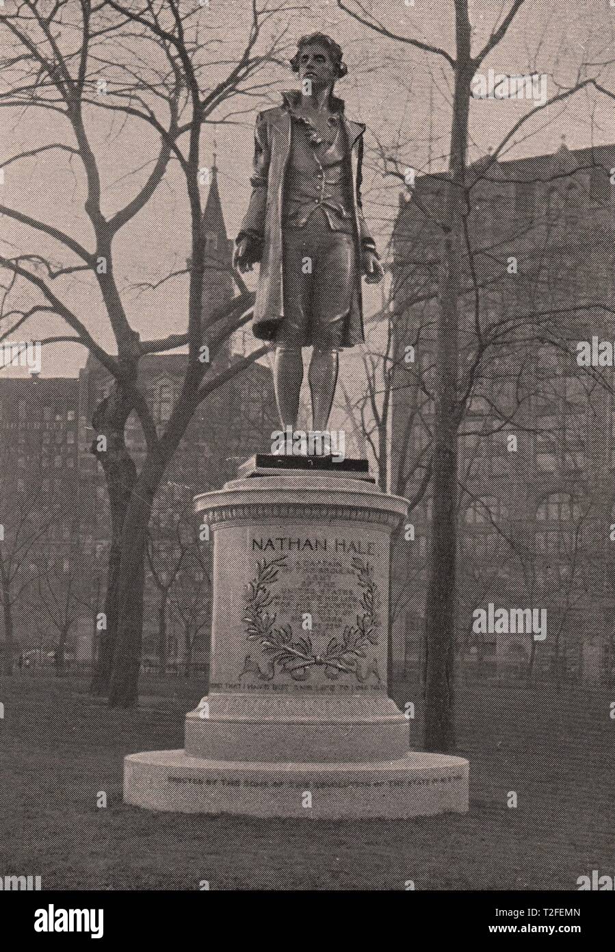 Statua di Nathan Hale-City Hall Park Foto Stock