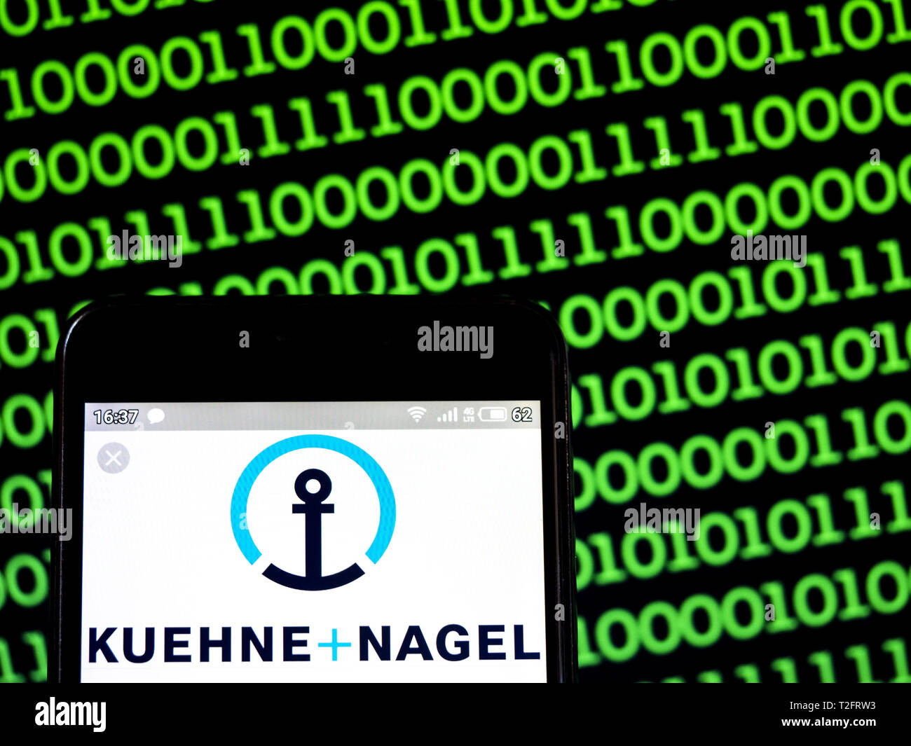 L'Ucraina. 2 apr, 2019. In questa foto illustrazione un Kuehne Nagel International AG und Co, visto il logo visualizzato su un telefono intelligente. Credito: Igor Golovniov SOPA/images/ZUMA filo/Alamy Live News Foto Stock