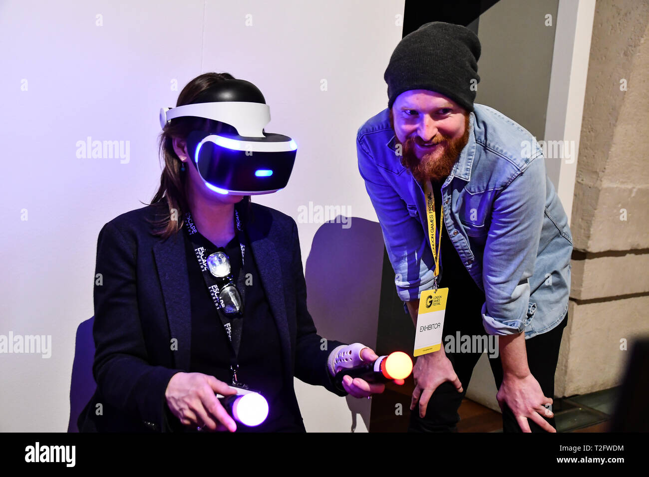 Londra, Regno Unito. 02Apr, 2019. Mini-mech Mayhem mostra al London Games Festival 2019: mozzo in corrispondenza di Somerset House a Strand, Londra, Regno Unito. il 2 aprile 2019. Credito: Picture Capital/Alamy Live News Foto Stock