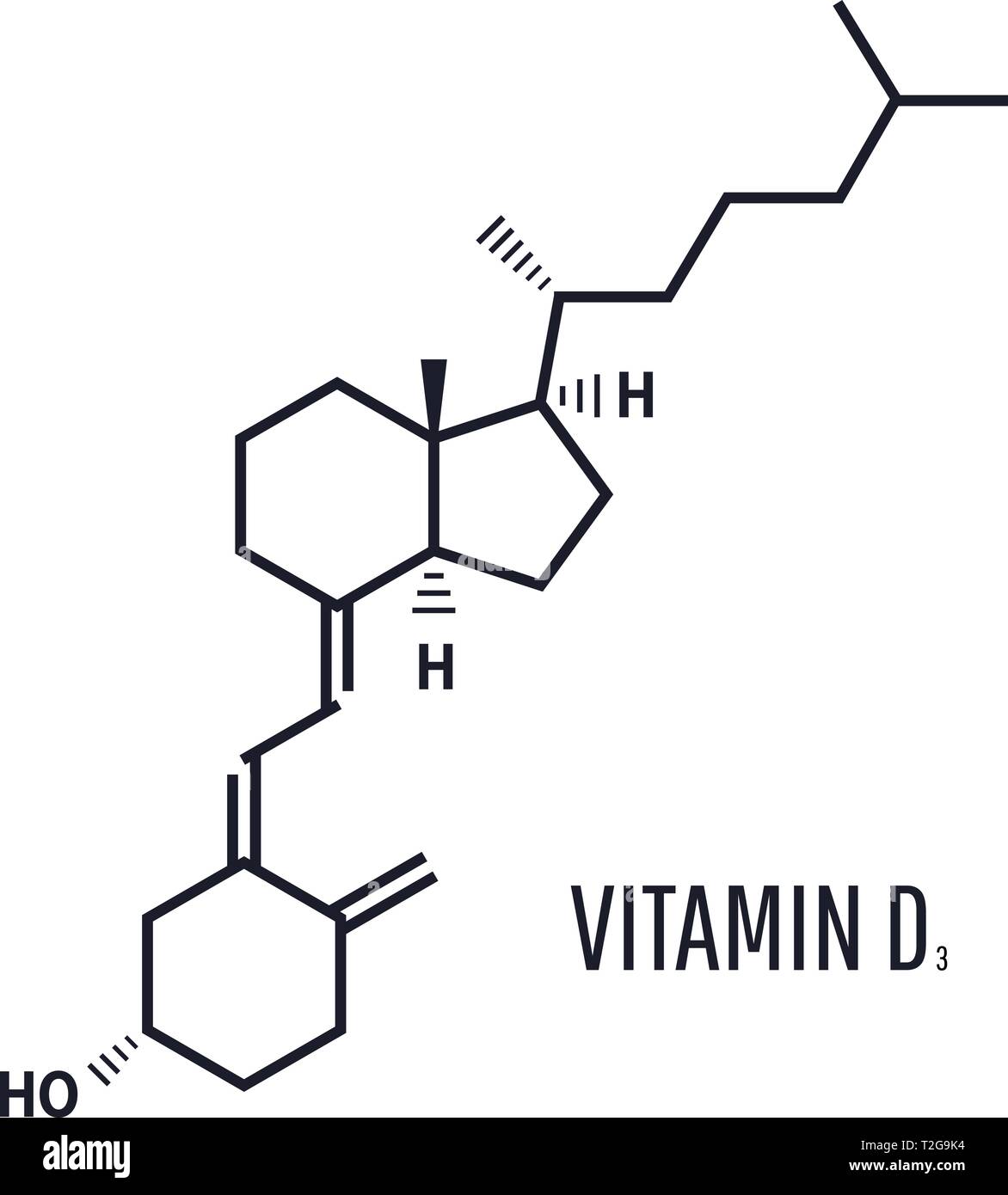 La vitamina D D3, colecalciferolo molecola. Formula scheletrico. vitamina d  formula è garantire l'assorbimento del calcio e del fosforo dal cibo  Immagine e Vettoriale - Alamy