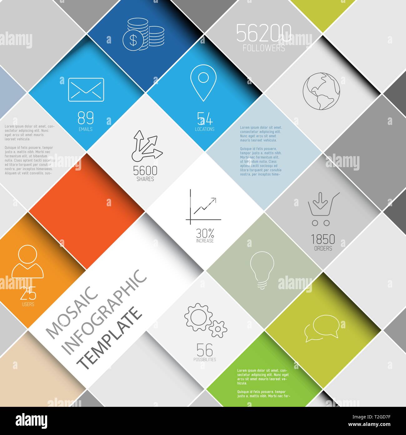 Vettore piazze astratta illustrazione dello sfondo / modello infografico con posto per il contenuto Illustrazione Vettoriale