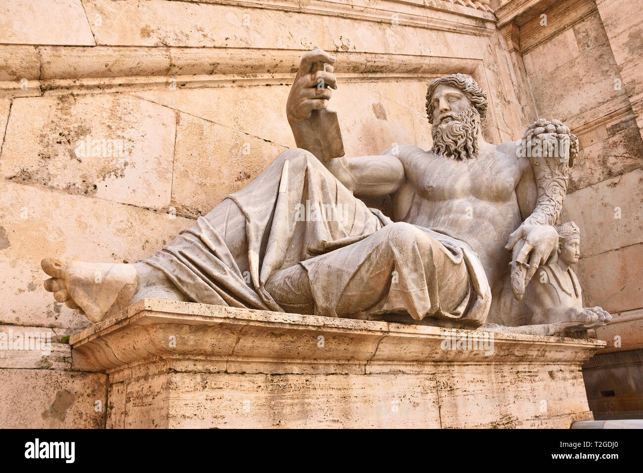 L antica statua romana del fiume dio, come allegoria del fiume Nilo in Campidoglio (Campidoglio a Roma. Foto Stock