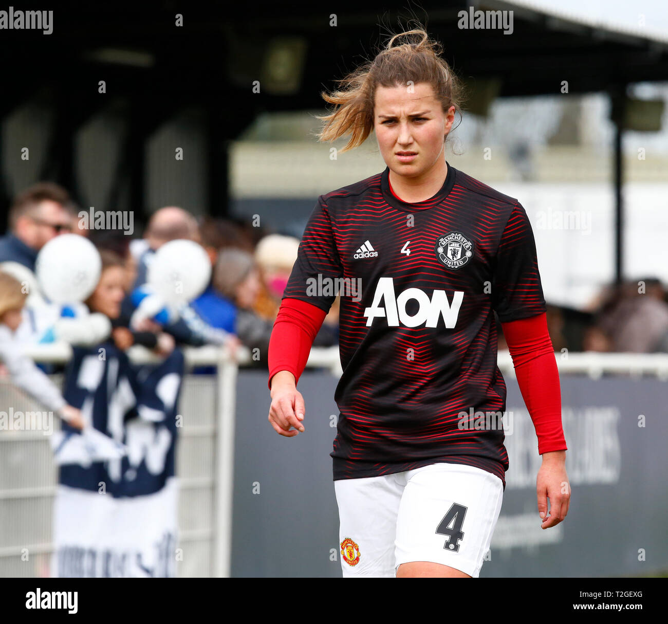 Cheshunt, Regno Unito. 31 Marzo,2019 Amy Turner del Manchester United per le donne durante la FA campionato delle donne match tra Tottenham Hotspur onorevoli Manch Foto Stock