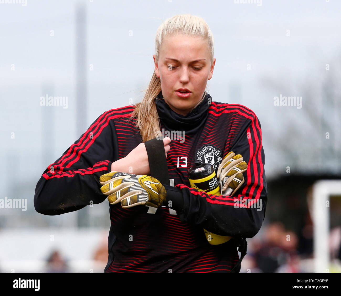 Cheshunt, Regno Unito. 31 Marzo,2019 Emily Ramsey del Manchester United per le donne durante la FA campionato delle donne match tra Tottenham Hotspur onorevoli uomo Foto Stock