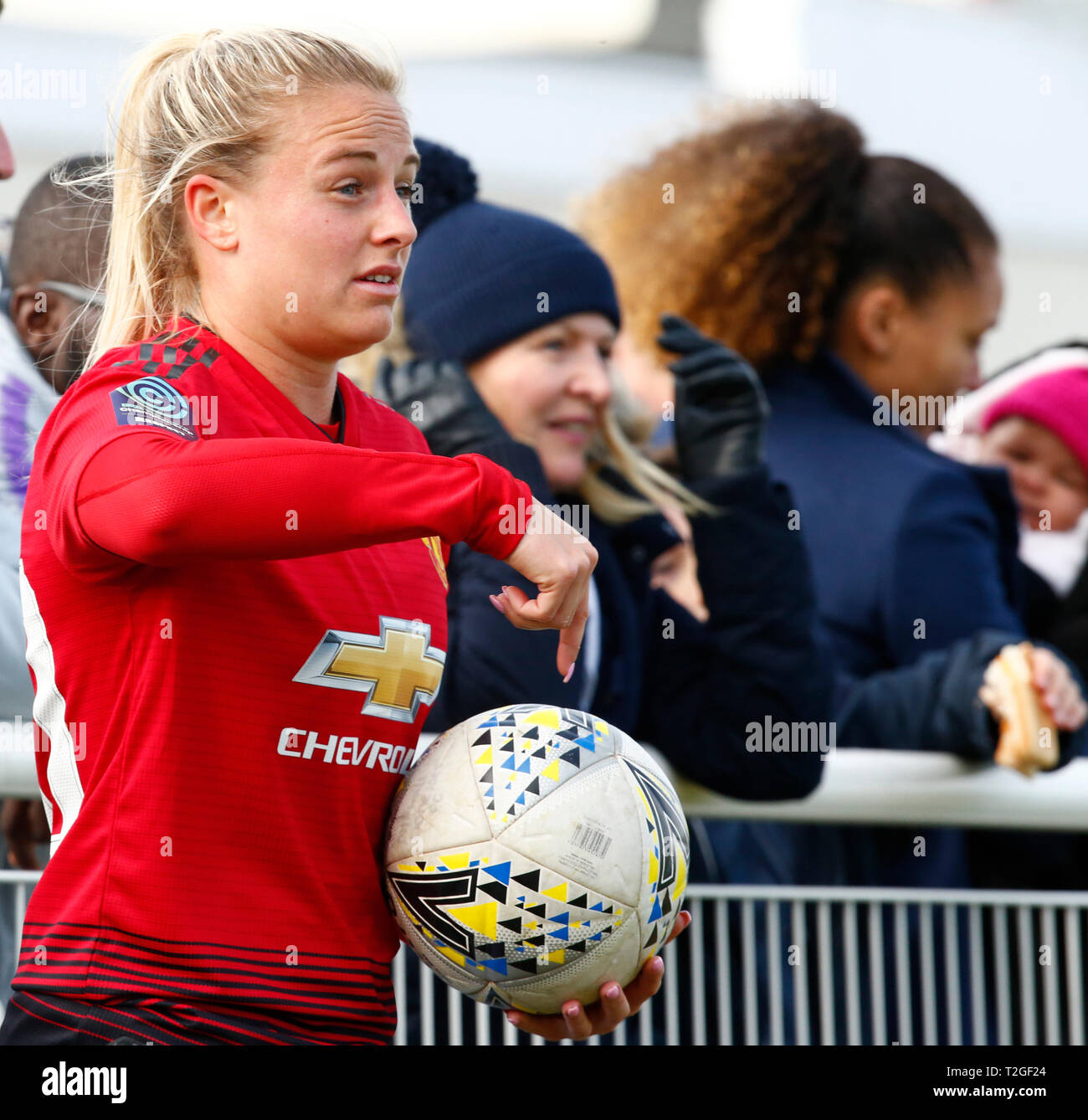 Cheshunt, Regno Unito. 31 Marzo,2019 Kirsty Smith del Manchester United per le donne durante la FA campionato delle donne match tra Tottenham Hotspur onorevoli uomo Foto Stock