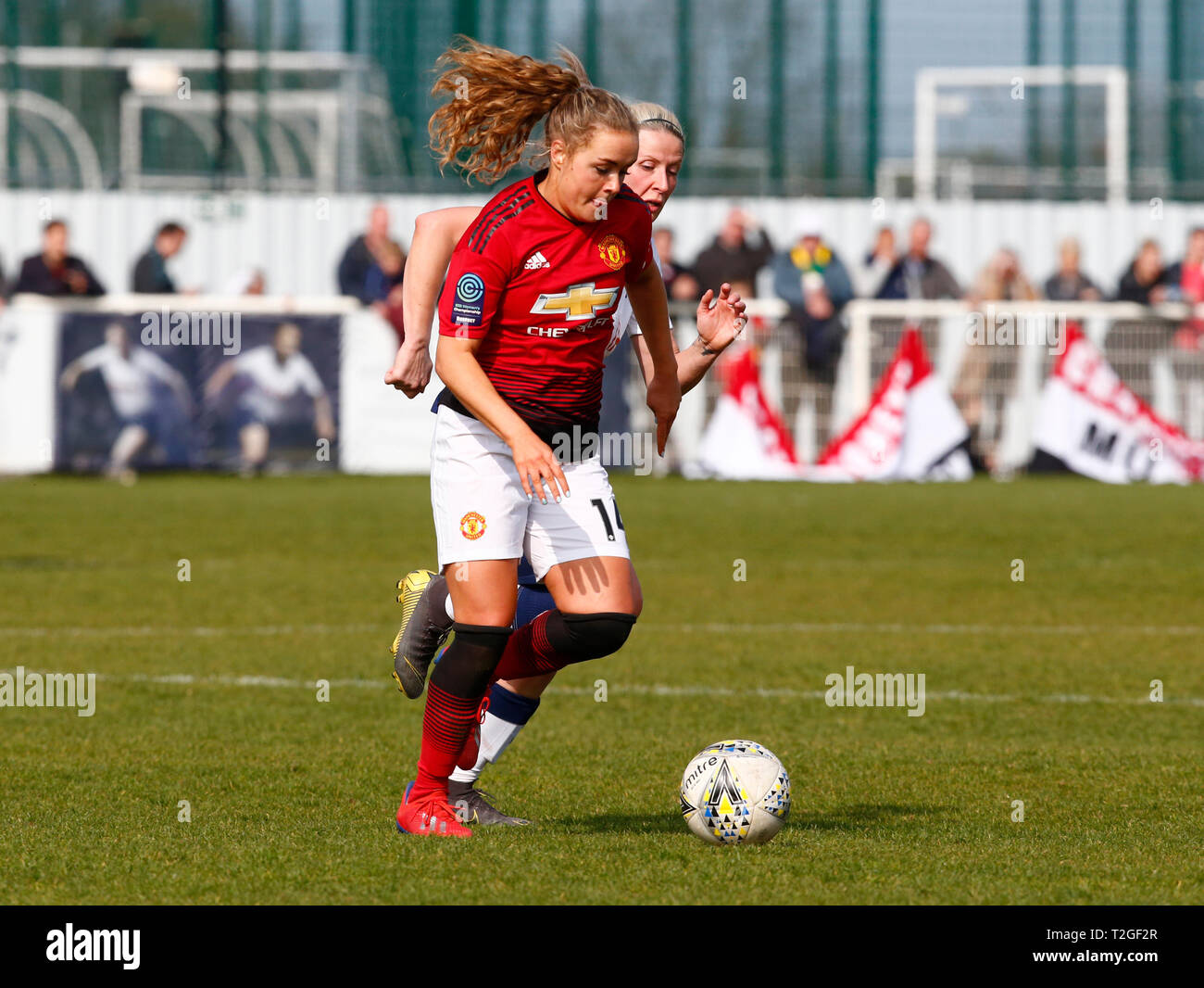Cheshunt, Regno Unito. 31 Marzo,2019 Charlie Devlin del Manchester United per le donne durante la FA campionato delle donne match tra Tottenham Hotspur onorevoli M Foto Stock