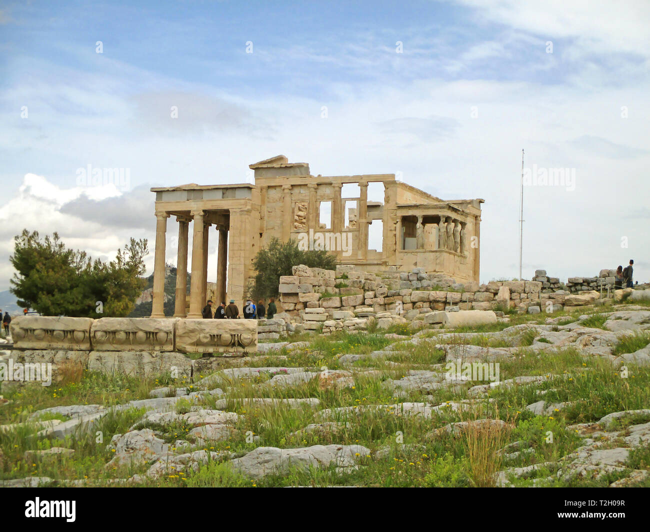 L'Erechtheion antico tempio ionico greco dell'Acropoli di Atene, Grecia Foto Stock