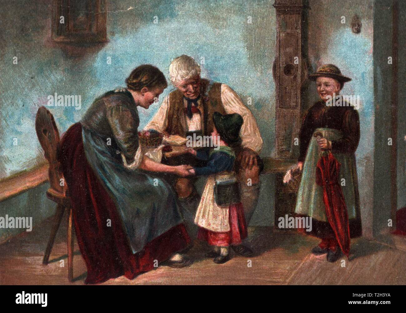 Il suo primo giorno di scuola Foto Stock