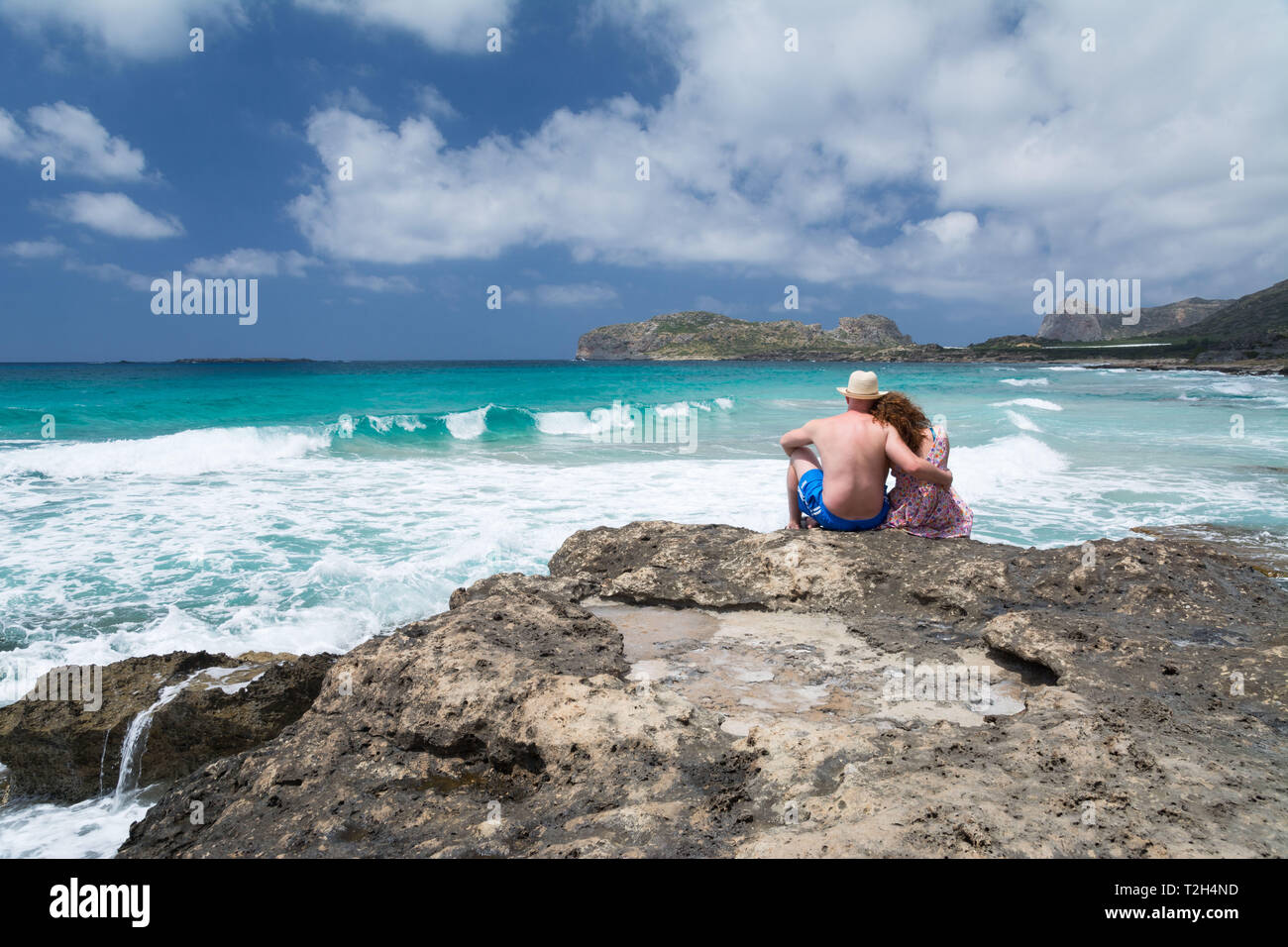 Matura in amore sulla laguna di Balos Foto Stock