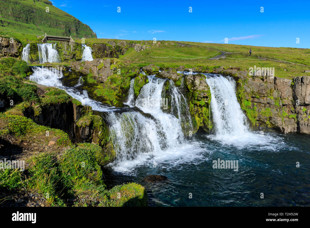 Kirkjufellsfoss cascata in Grundarfjordur, Islanda, Europa Foto Stock
