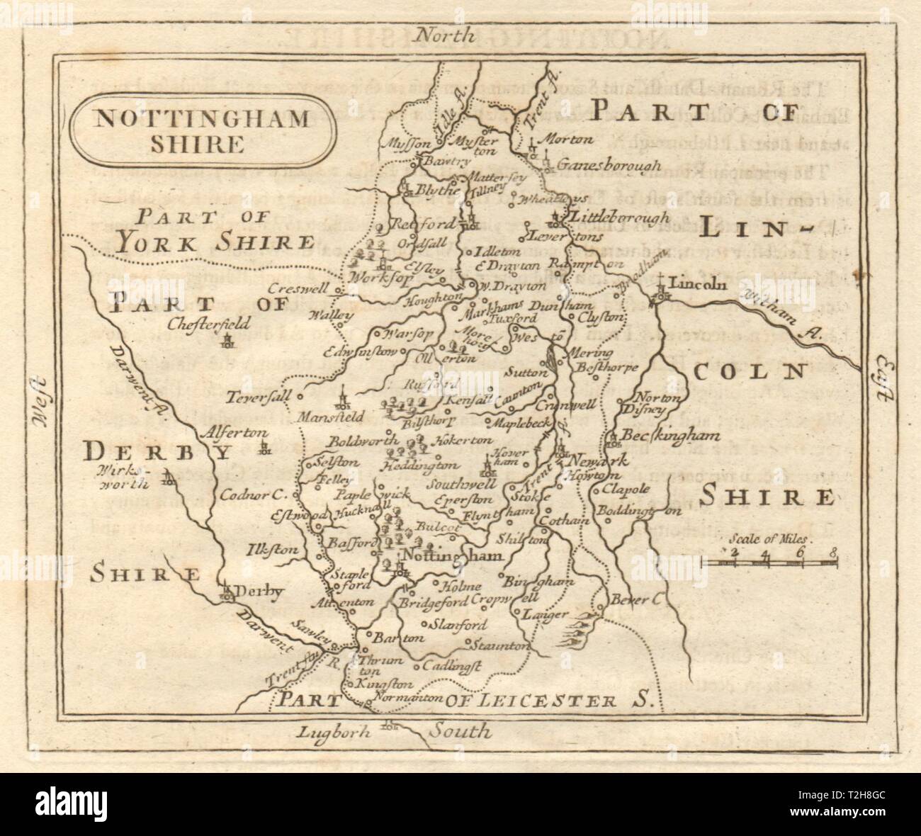 La contea di antiquariato mappa di Nottinghamshire. Francesco Grose / John venditore 1795 Foto Stock