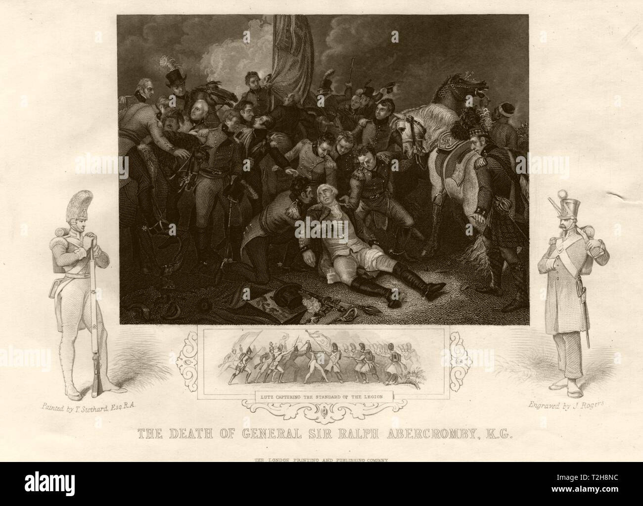 La morte del generale Sir Ralph Abercromby, Battaglia di Alessandria 1801. TALLIS c1855 Foto Stock