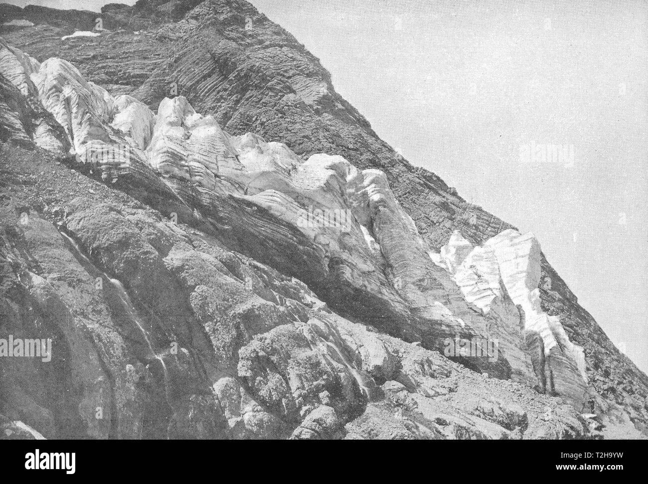 HAUTES-Pyrénées. Le Aiguilles ou Séracs du Gabiétou 1900 antica stampa Foto Stock