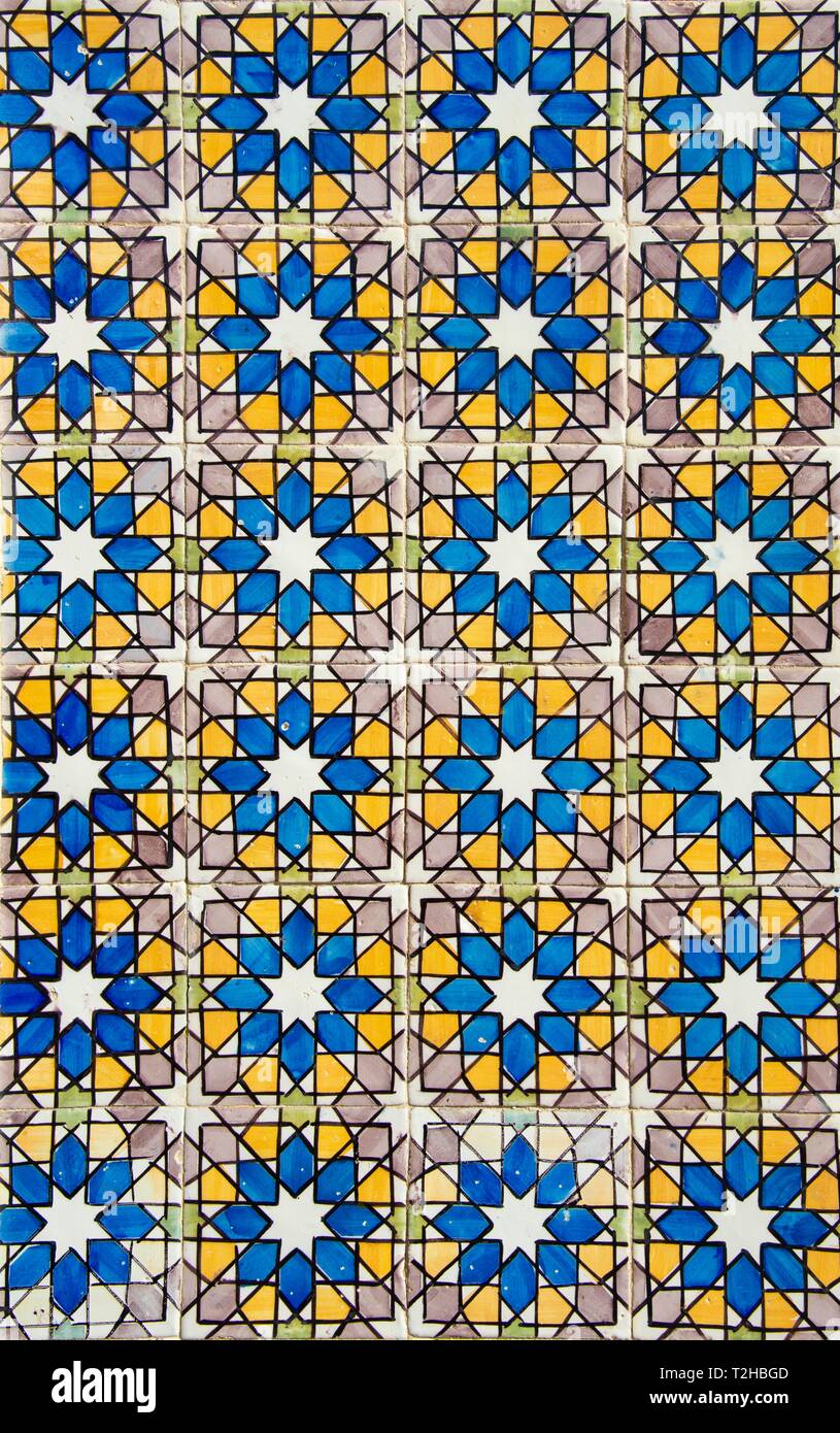 Piastrelle, Azulejo piastrelle, pattern con stelle, Sintra, Portogallo Foto Stock