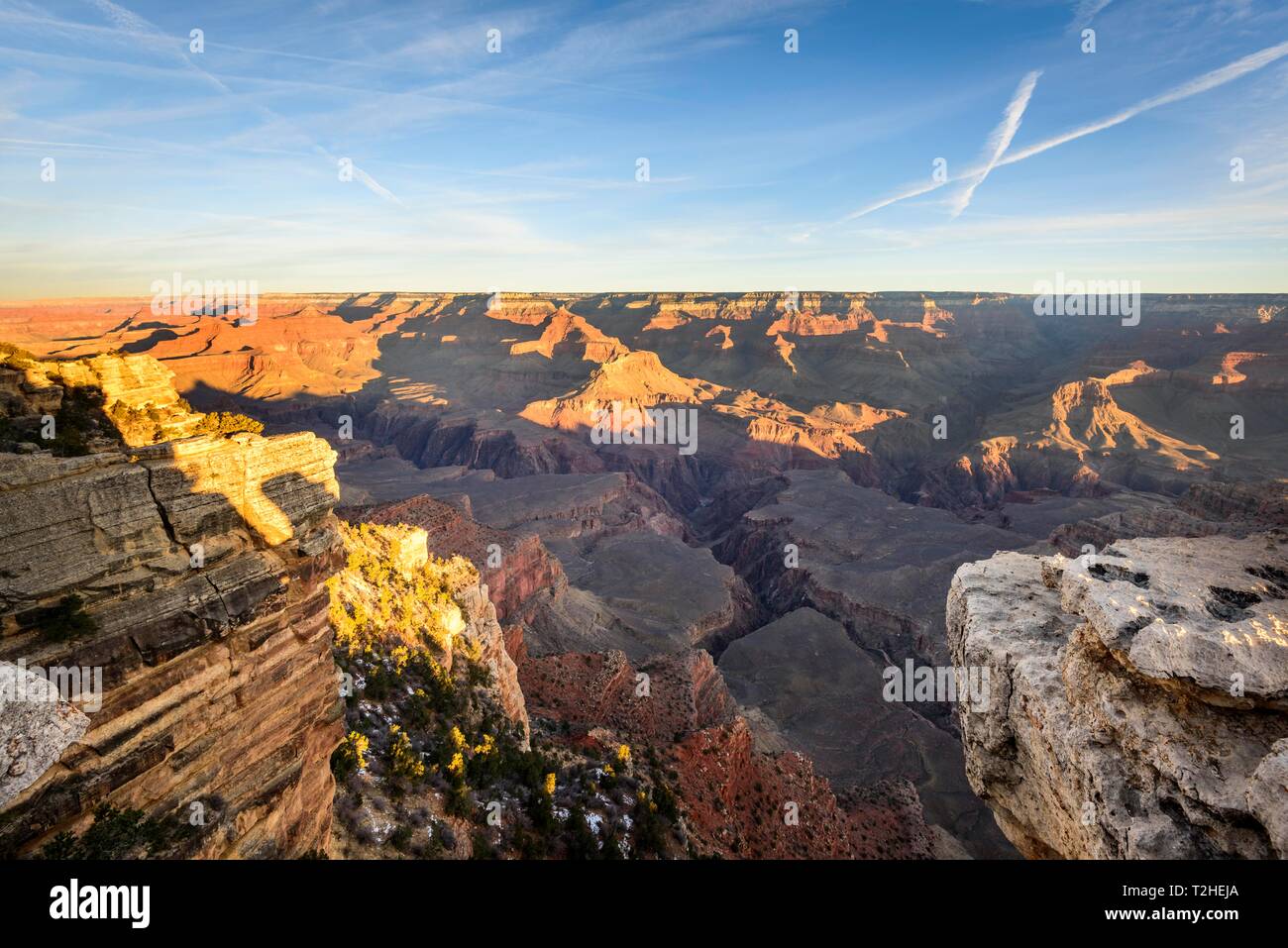 Gola del Grand Canyon, Canyon paesaggio, il Fiume Colorado, vista da Rim a piedi, roccia erosa paesaggio, South Rim, il Parco Nazionale del Grand Canyon Foto Stock