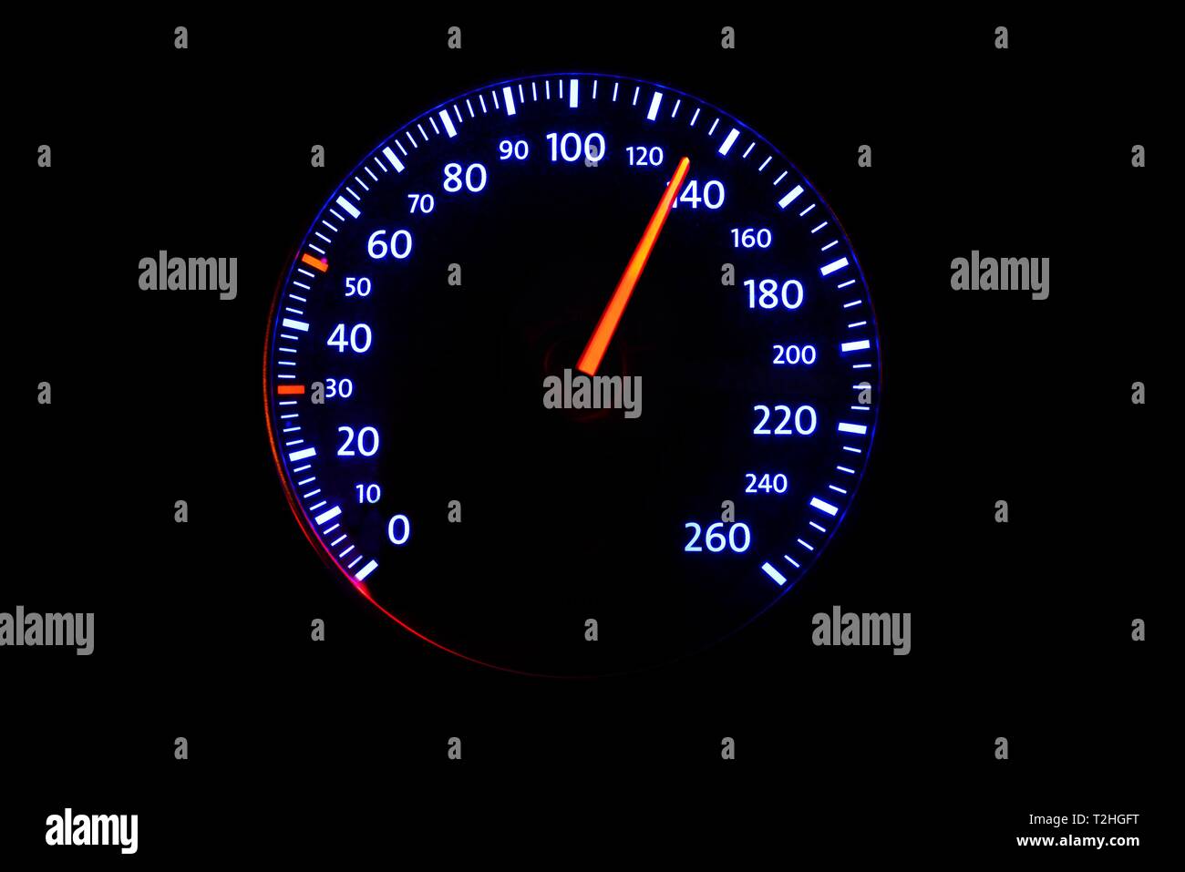 Il tachimetro con display di velocità 130 km/h, velocità consigliata, Germania Foto Stock