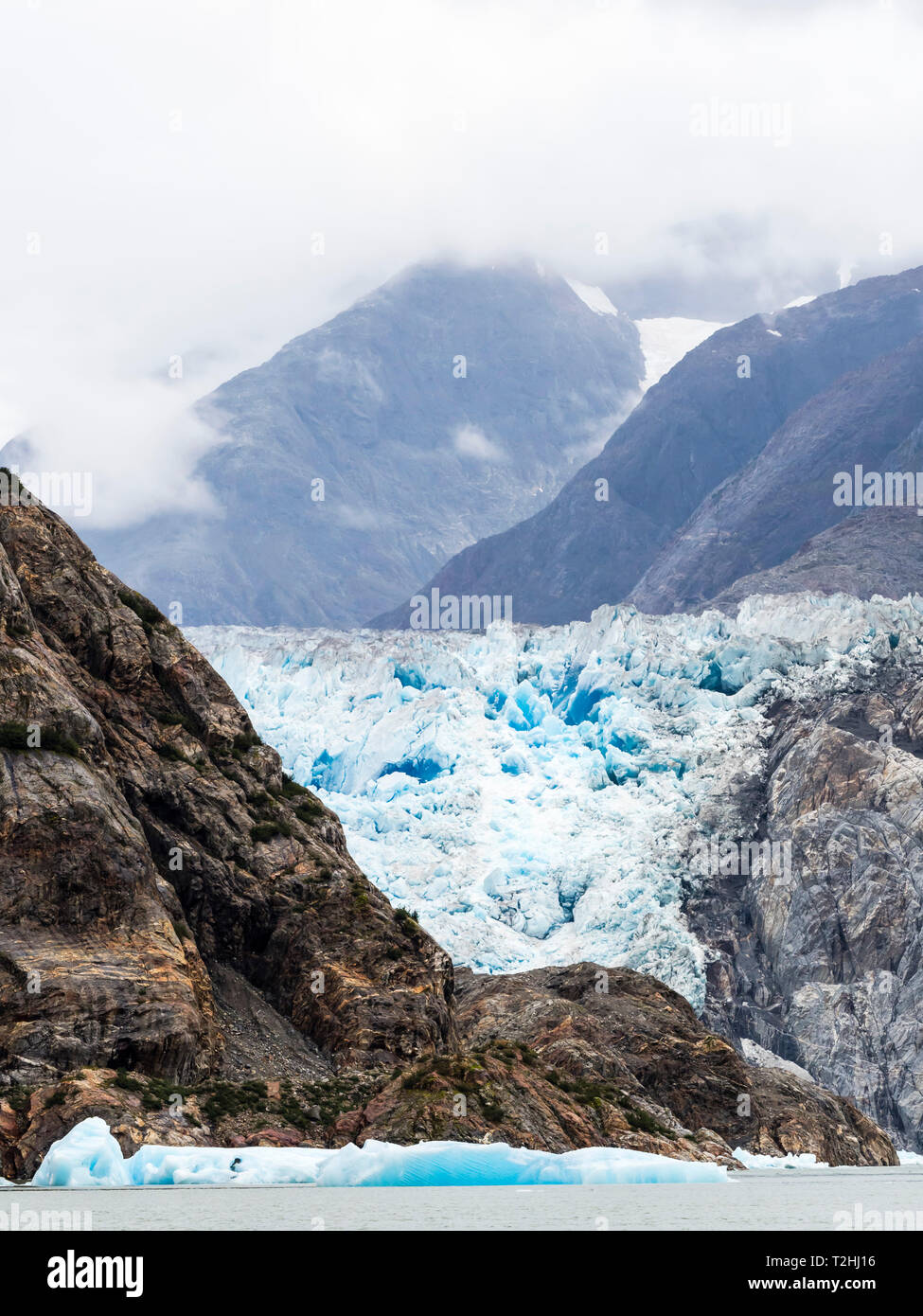 Sud Sawyer Glacier, Tracy Arm-Fords terrore Wilderness Area, a sud-est di Alaska, Stati Uniti d'America Foto Stock