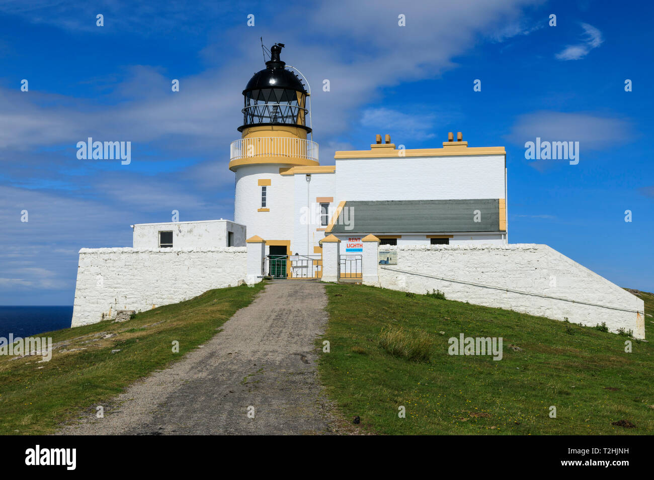 Testa Stoer Stevenson Lighthouse, estate, Stoer Penisola, Lochinver, Sutherland, Highlands scozzesi, Scotland, Regno Unito, Europa Foto Stock