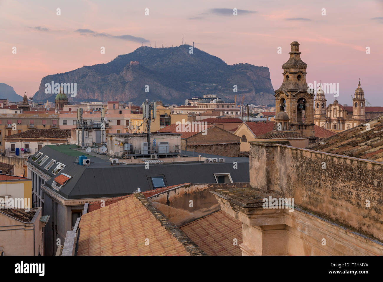 Vista da Santa Caterina d'Alessandria Chiesa di Monte Pellegrino, Palermo, Sicilia, Italia, Europa Foto Stock