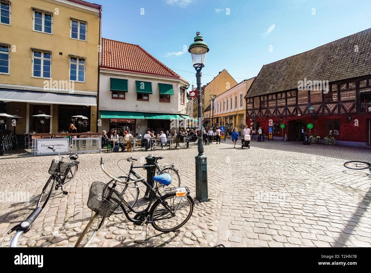 Lilla Torg o la piccola piazza della città vecchia, Malmo, Skane county, Svezia, Europa Foto Stock