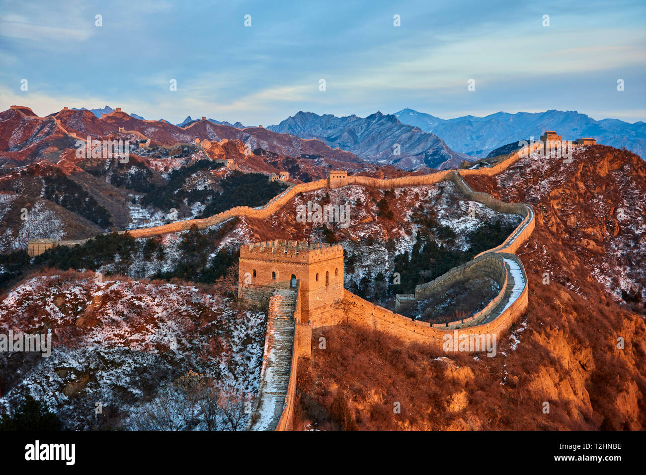 Jinshanling soleggiati e Simatai sezioni della Grande Muraglia Cinese, Sito Patrimonio Mondiale dell'Unesco, Cina, Asia orientale Foto Stock