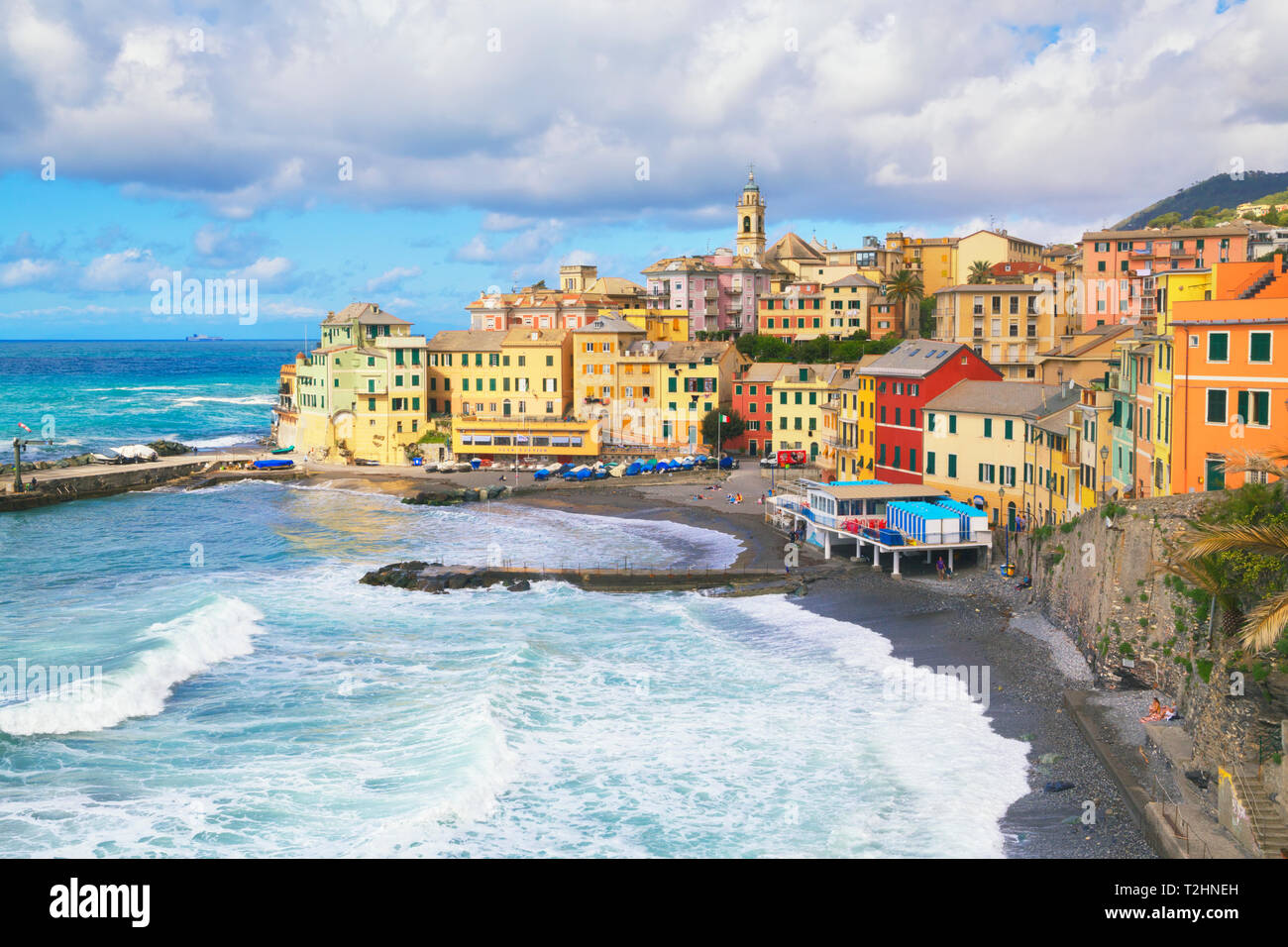 Il pittoresco villaggio di Bogliasco, Bogliasco, Liguria, Italia, Europa Foto Stock
