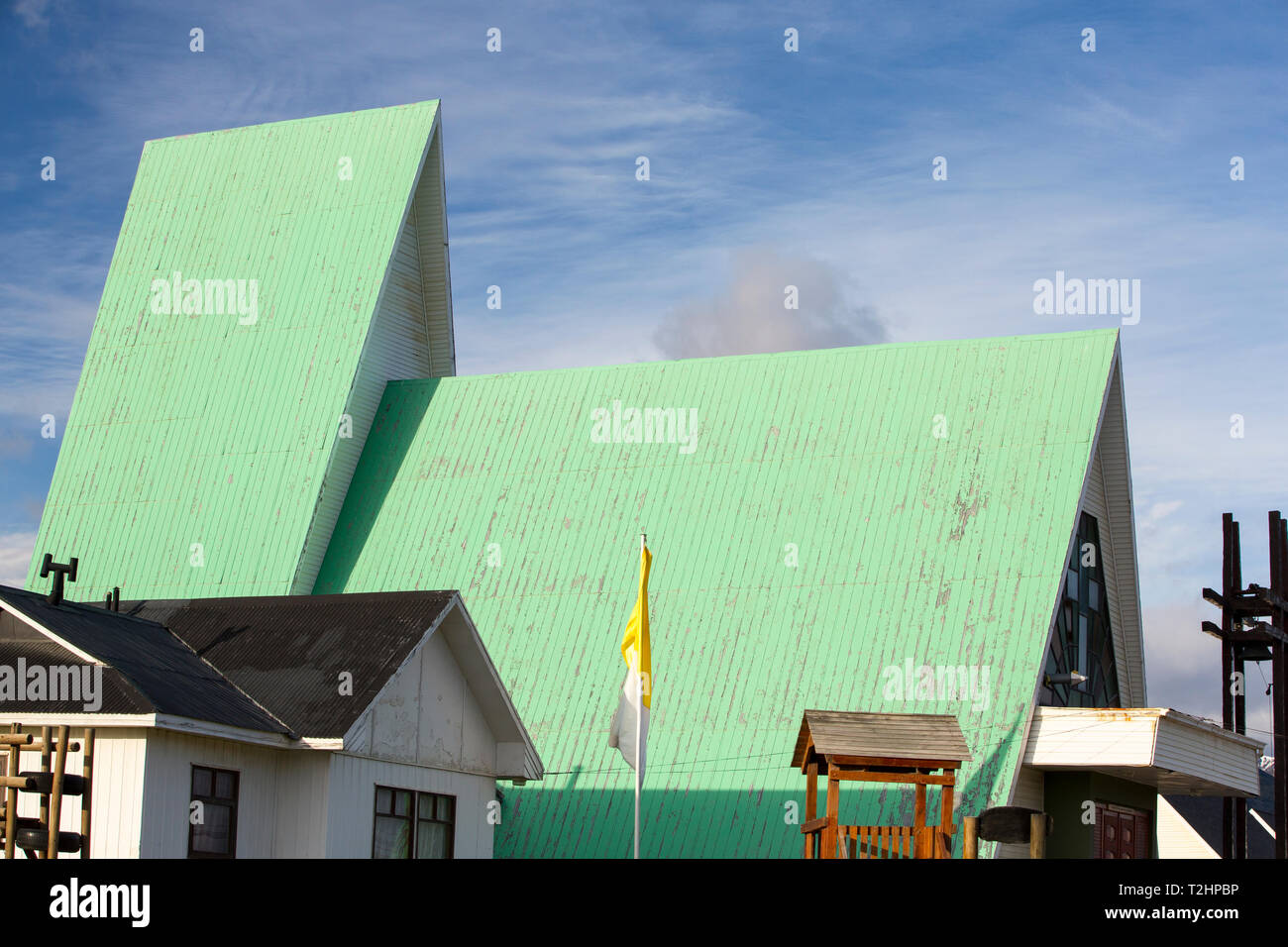 In una chiesa di Puerto Williams, la più meridionale città del mondo, Cile. Foto Stock